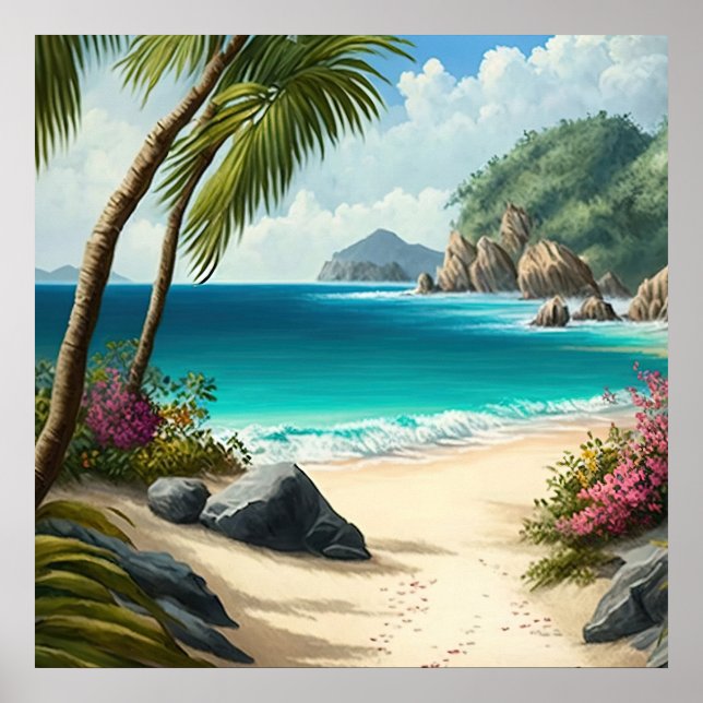 Impressão de Poster de praia tropical (Frente)