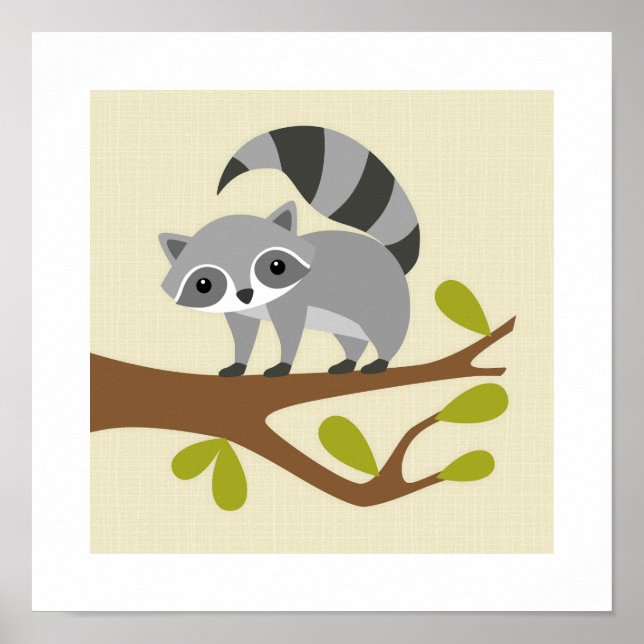 Impressão de Poster de racoon retrô (Frente)