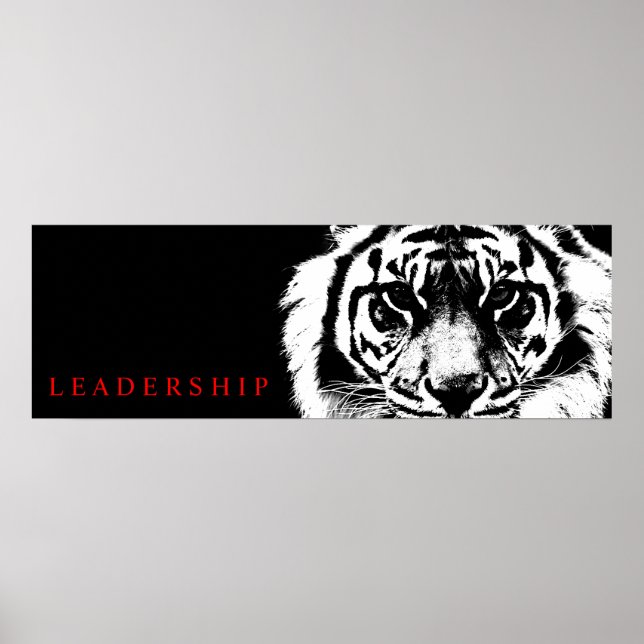 Impressão de Poster de Tigre de Liderança Preta e  (Frente)