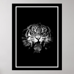 Impressão de Poster de Tigre Preto e Branco - Esti
