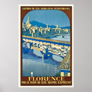 Impressão de Poster de Viagem Antiga Florença Itál