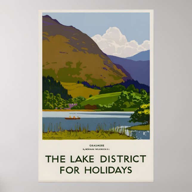 Impressão de Poster de Viagem Antigo do Lago Grasm (Frente)