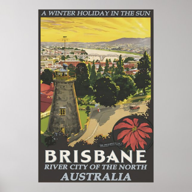 Impressão de Poster de Viagem de Brisbane Antiga A (Frente)
