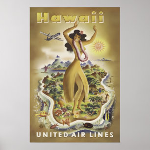 Impressão de Poster de Viagem Vintage do Havaí, Da