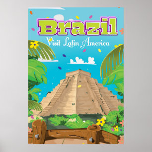 impressão de poster de viagens de desenho do Bras