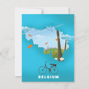 Impressão de poster de viagens do Mapa da Bélgic