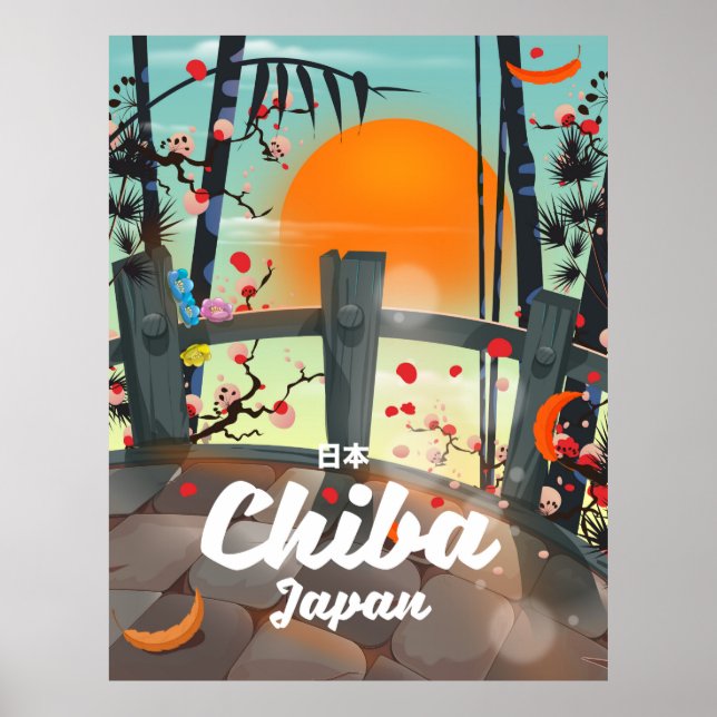 Impressão de poster de viagens vintage de Chiba no (Frente)