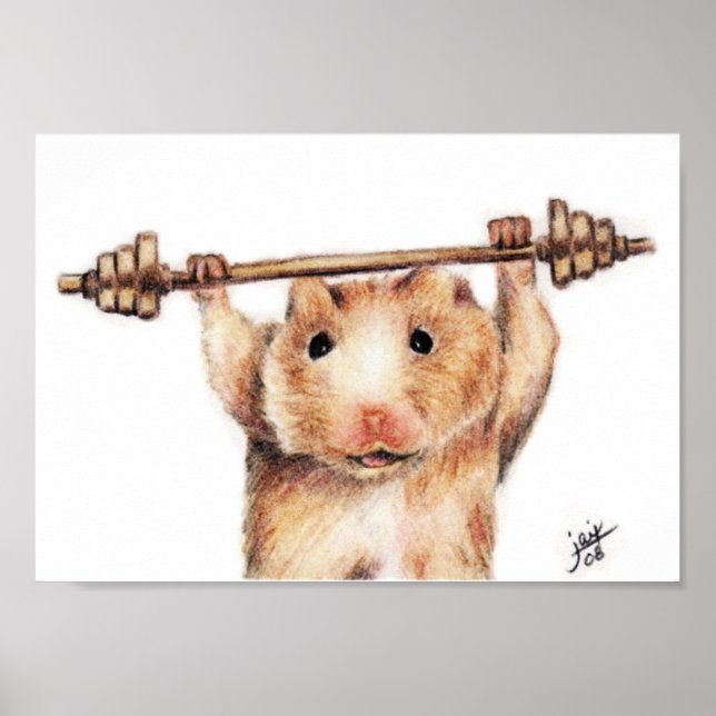 Impressão de Poster de Workout (Hamster) (Frente)