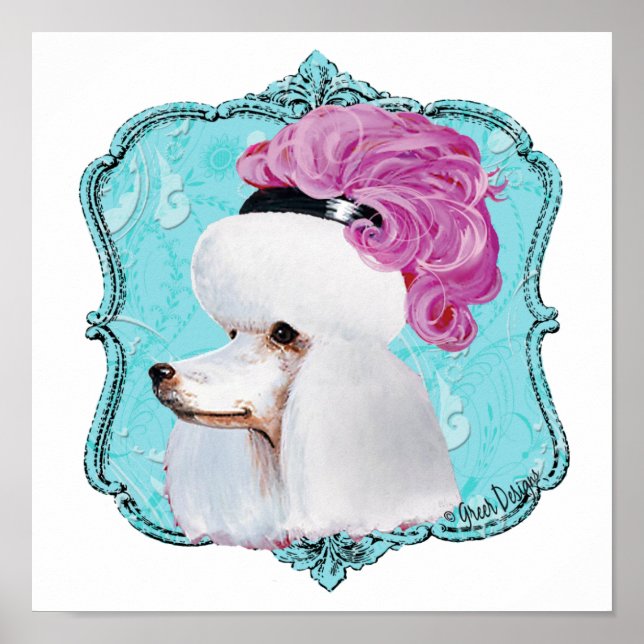 Impressão de Poster do chapéu branco de penas cor- (Frente)