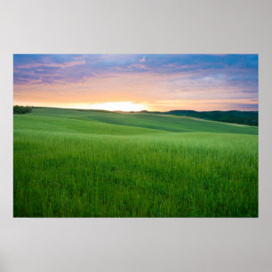 Impressão de pôster do pôr do sol na Toscana