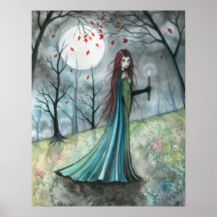 Impressão de Poster Gótico de Vampiro de Madeira d