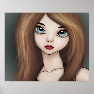 Impressão de Poster japonês de boneca de animação