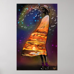 Impressão de Poster sunset Art e Birds - Pintura