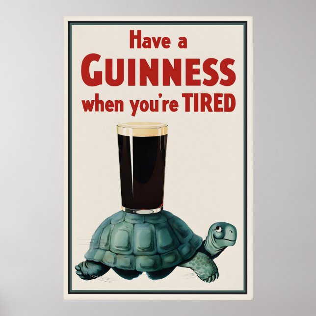 Impressão de Poster Vintage da Tartaruga da Guinne (Frente)