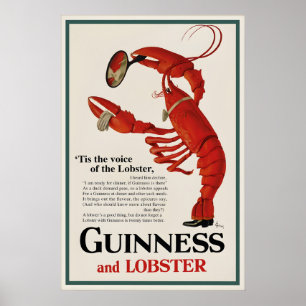 Impressão de Poster Vintage de Lagosta da Guinness