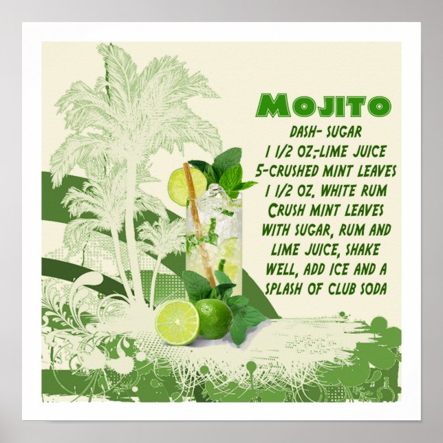 Impressão de Receita de Mojito (Frente)
