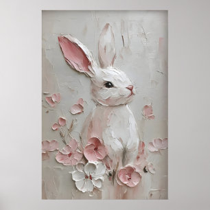 Impressão de retrato de coelho Bunny Flor, Páscoa