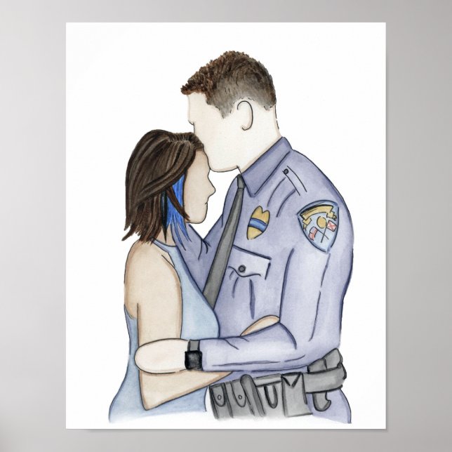 Impressão de Retrato do casal - Policial e Esposa (Frente)