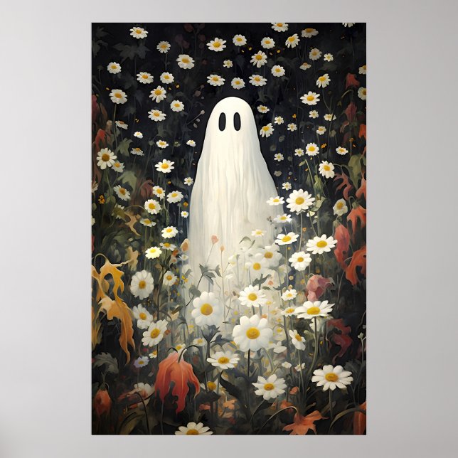 Impressão de Retrato Fantasma Floral, Óleo Gótico  (Frente)