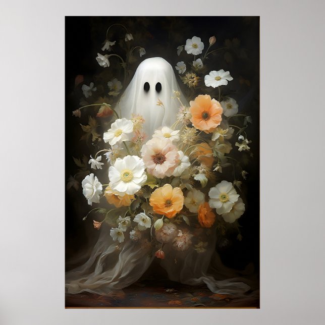 Impressão de retrato fantasmagórico floral, gótico (Frente)