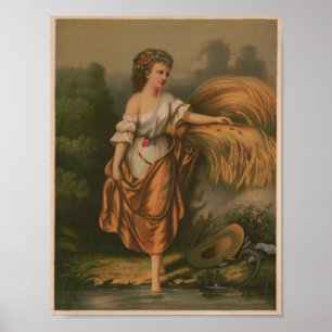 Impressão de retrato vintage Flor do Campo de 1873