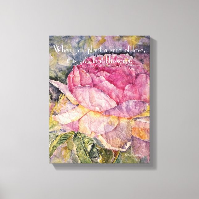 Impressão de Rosa de Cores d'Água de Cotação Zen (Frente)