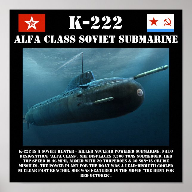 Impressão de submarino soviético da classe Alfa K- (Frente)