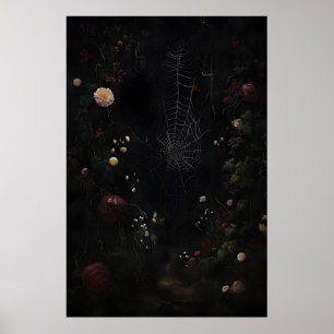 Impressão de teia de aranha floral Dark Academia, 