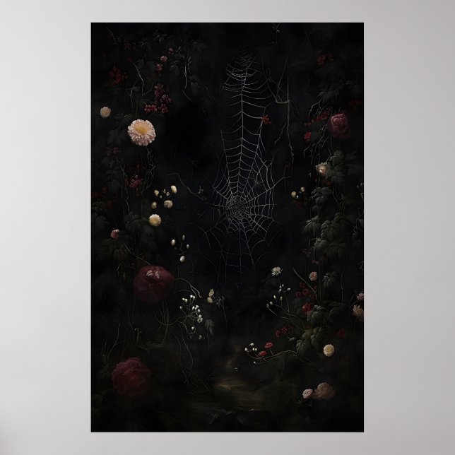 Impressão de teia de aranha floral Dark Academia,  (Frente)