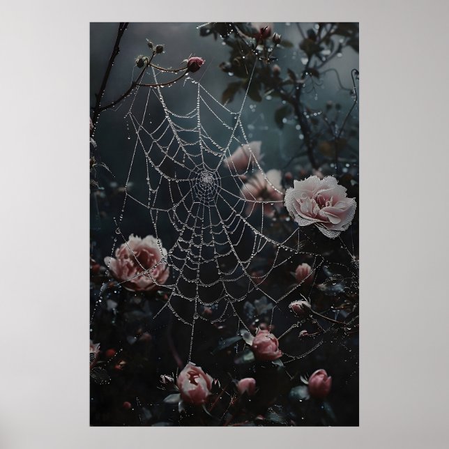 Impressão de Teia de Aranha Floral, Flores em Impr (Frente)