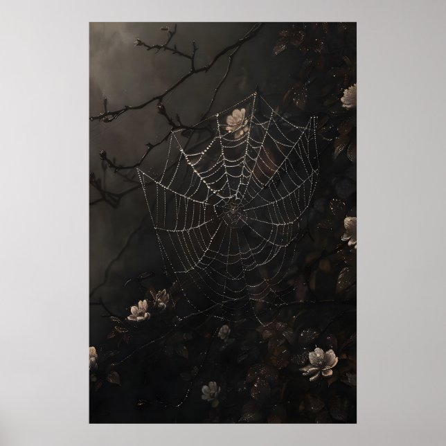 Impressão de Teia de Aranha Floral, Gótico Dark Ac (Frente)