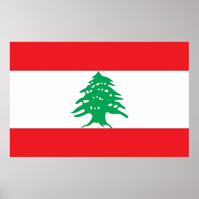 Impressão de Tela com Bandeira do Líbano (Frente)