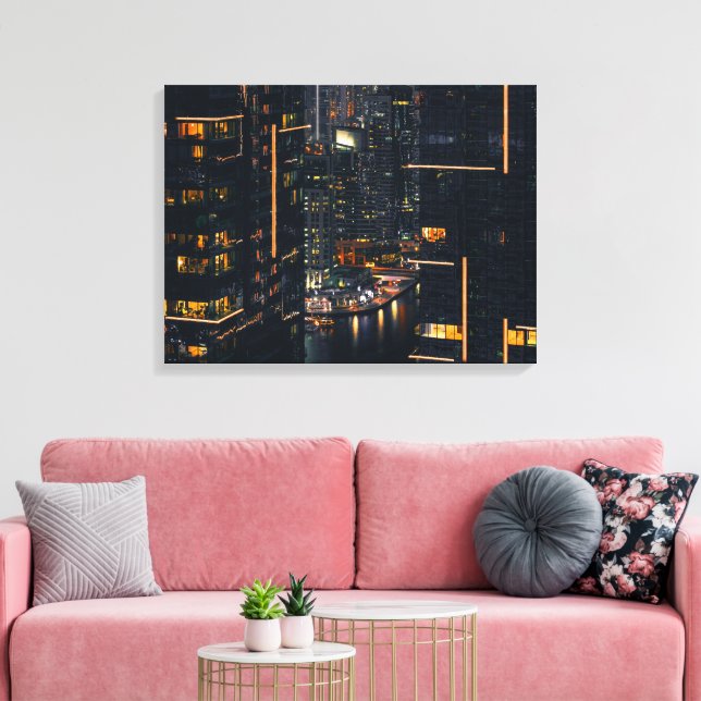 Impressão de tela da cidade em tela esticada (Insitu(Sala de estar))