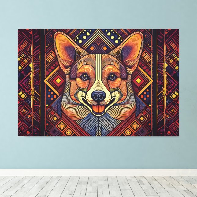 impressão de tela de abstrato (Insitu(piso de madeira))