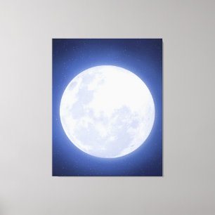 Impressão de Tela de Cor Azul-Lua Completa Aura Es