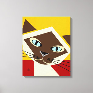 Impressão de tela de retrato de gato siamês