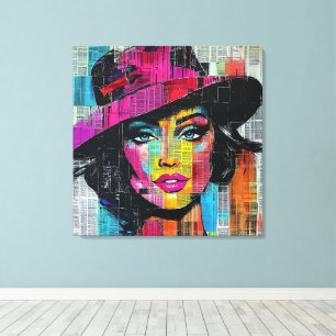 Impressão de tela estendida com Pop de arte em neg