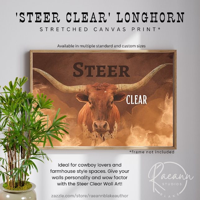 Impressão de Tela Estendida Longhorn 'Steer Clear' (Criador carregado)