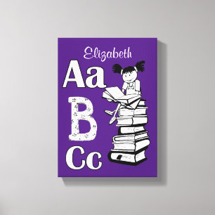 Impressão De Tela Esticada Abc Leitura Roxo