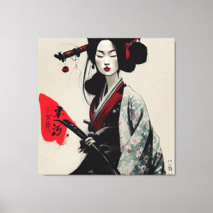 Impressão de tela esticada em Geisha Japonês