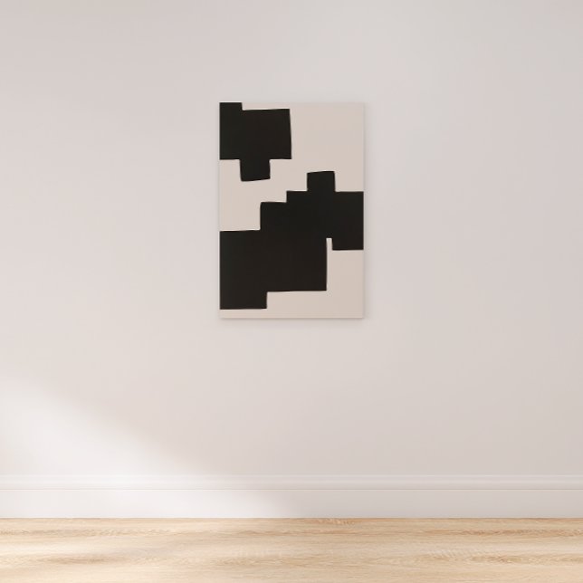 Impressão de tela geométrica abstrato Black e Beig (Criador carregado)