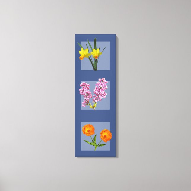 Impressão de tela - Triptych botânico em azul (Frente)