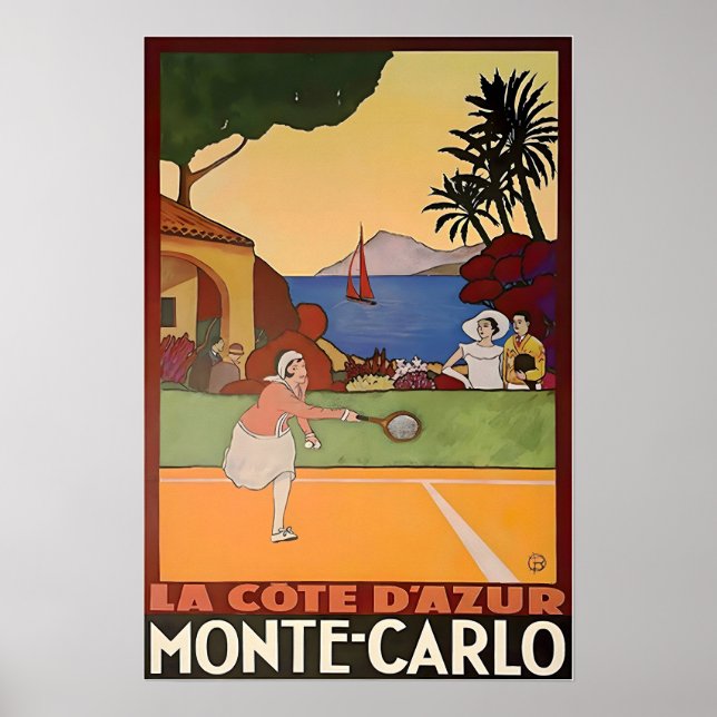 Impressão de Tênis de Monte Carlo Arte da Riviera  (Frente)