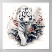 Impressão de tigre branco, estilo japonês impressi