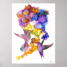 Impressão de Tinta de Álcool Hummingbird Única