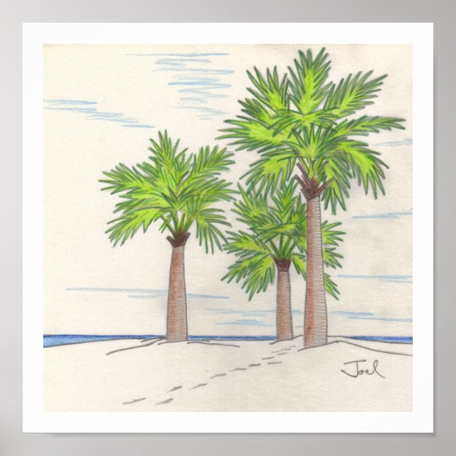 IMPRESSÃO DE TRÊS PALMS (11"x11") (Frente)