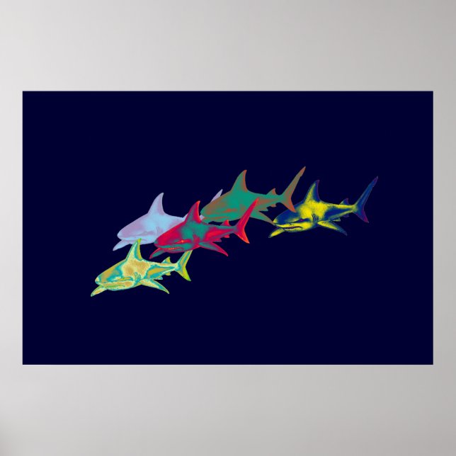 impressão de tubarões decorativos (Frente)