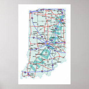 Impressão de um estado a outro do mapa de Indiana