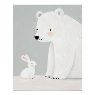 Impressão de Urso Polar e Coelho para Berçário, Ar