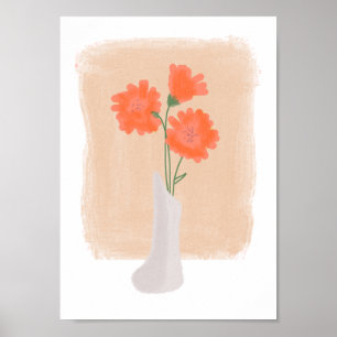 Impressão De Vase Floral De Cor Biológica Minima